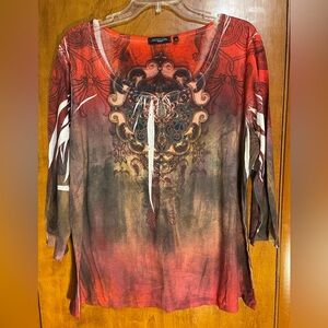 Notations 2X Orange and Brown Comfy Top